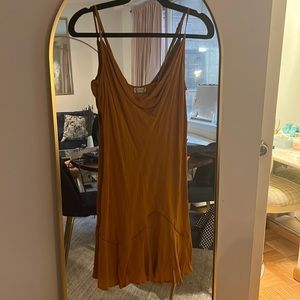 Burnt orange free people slip dress with cowl neck and adjustable straps